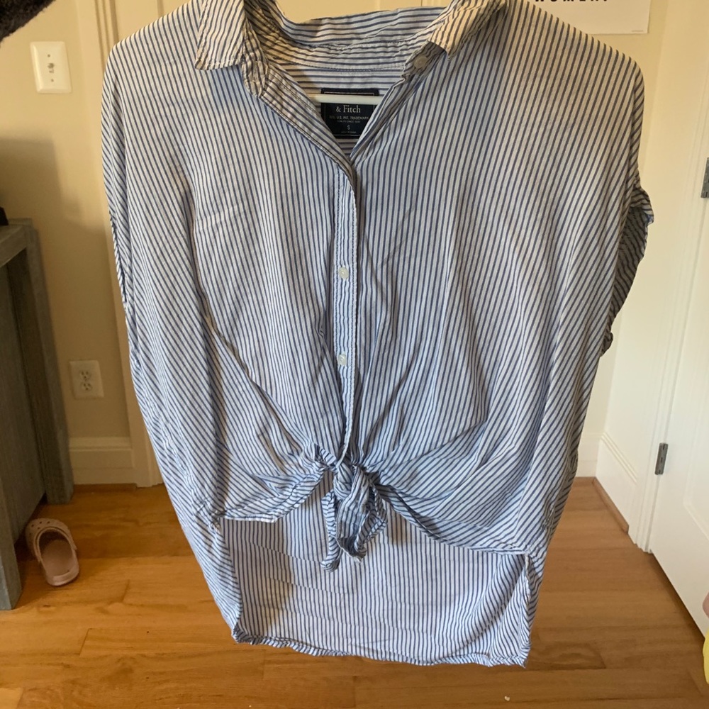 Blue and white blouse